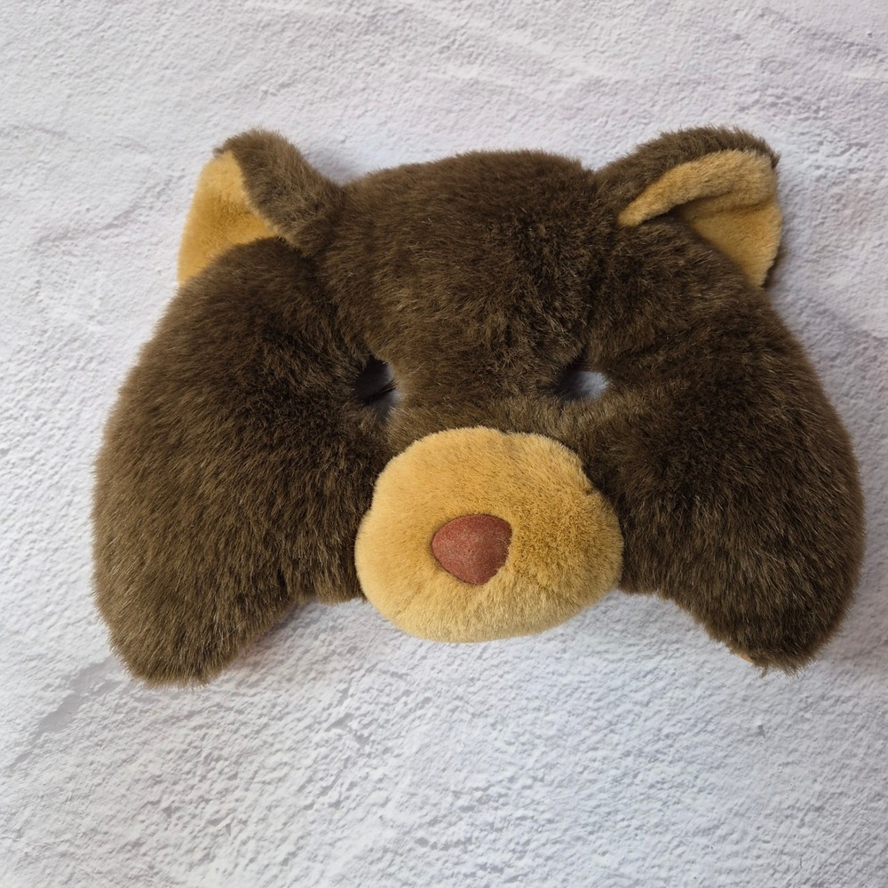 Vintage‎ Chosun Brown Bear Plush Mask Faux Fur Animal Costume Halloween Cosplay